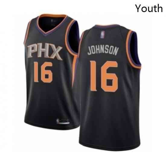 Youth Phoenix Suns 16 Tyler Johnson Swingman Black Basketball Jersey Statement Edition